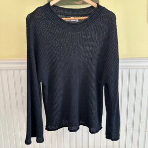 Elizabeth And James Black Ribbed Knit Long Sleeve Sweater XL Lightweight